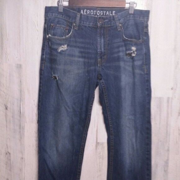 Mens Aeropostale Size 34 X 32 Essex Distressed Straight Leg ( Tag 32x32) - Picture 1 of 9